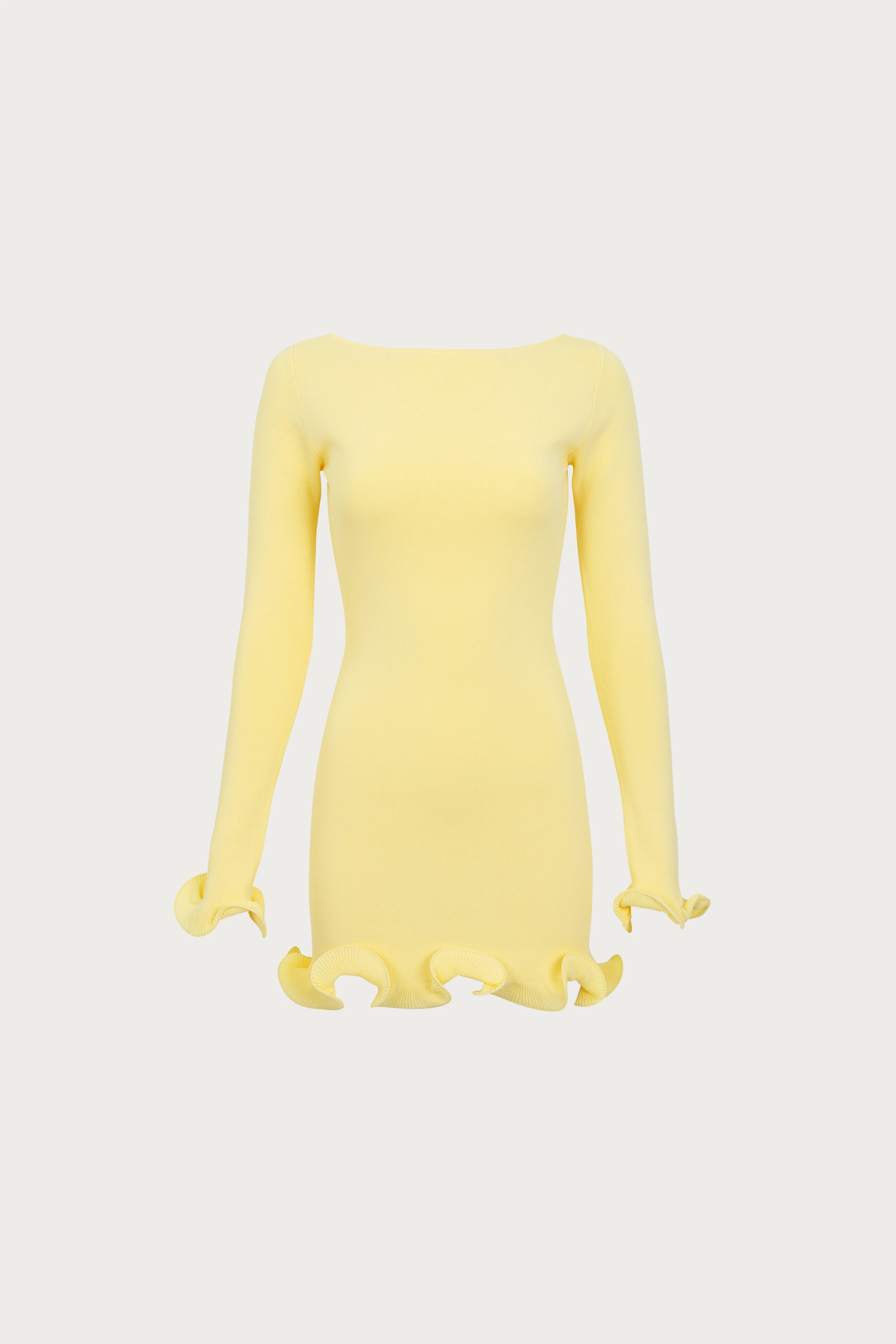 Ruffle Hem Mini Dress (Butter Yellow) | SAME
