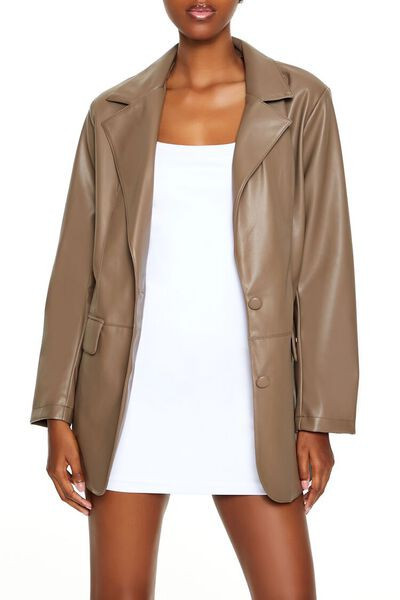 Notched Faux Leather Blazer | Forever 21