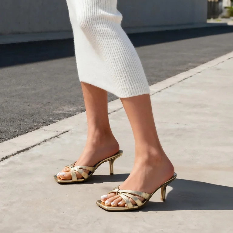 DREAM PAIRS Women's Strappy Kitten Heels 2.5 inch Stability Cute Flip Flops Thong Sandals with Cu... | Walmart (US)