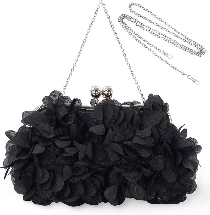 Women Elegant Evening Purse, Small Floral Clutch Bag with Detachable Chain for Wedding, Party, Pr... | Amazon (US)