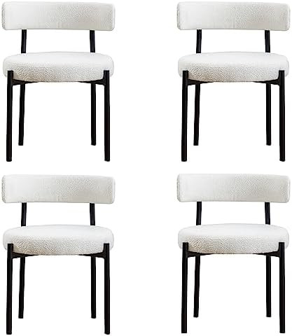 DYHOME Dining Chairs Set of 4, White Modern Upholstered Kitchen Dining Room Chairs, Boucle Dining... | Amazon (US)