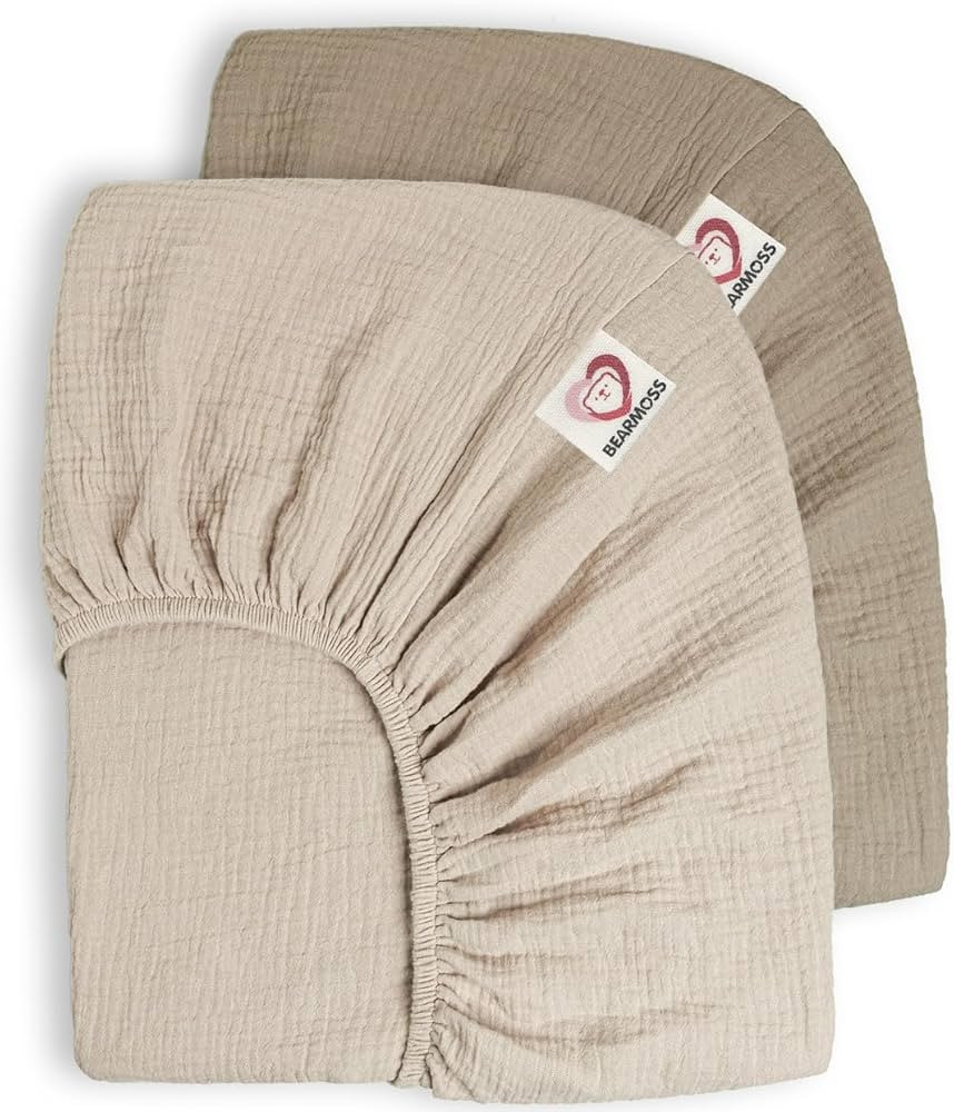 Bearmoss Muslin Crib Sheets 100% Cotton Baby Crib Sheets Fitted for Standard Crib Mattress & Todd... | Amazon (US)