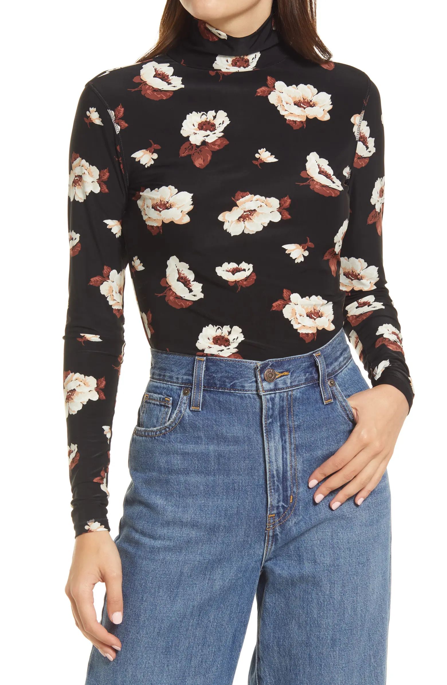 Levi's® Second Skin Floral Mock Neck Shirt | Nordstrom | Nordstrom