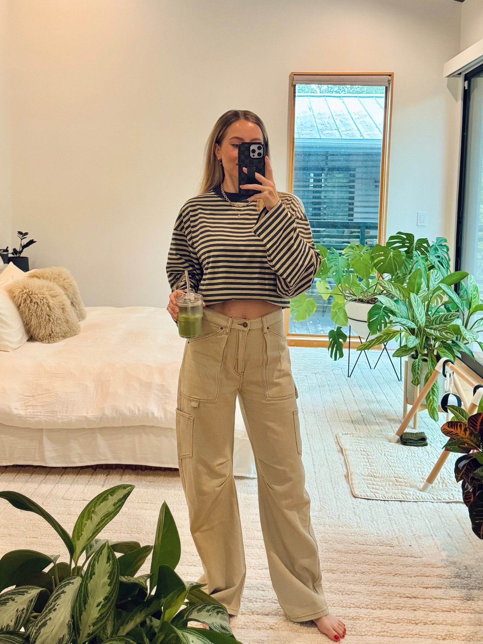 Too is oversized so I recommend sizing down! Pants are true to size 
