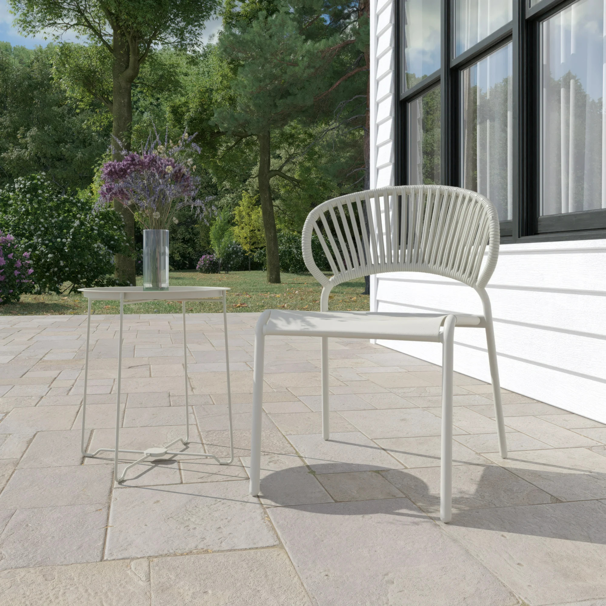 HOMETRENDS Elora Steel Outdoor Stacking Chair, Greige | Walmart (CA)