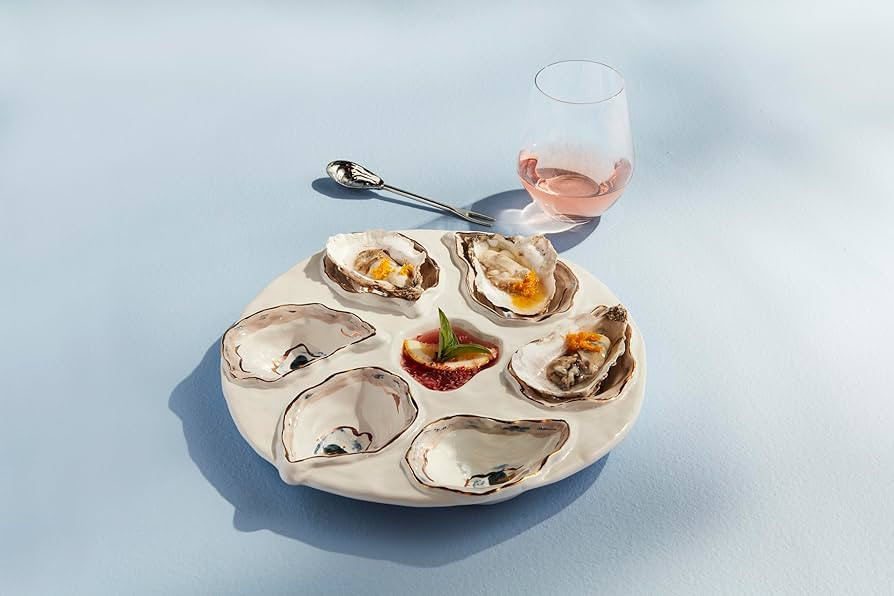 Mud Pie Oyster Server Set; server 10 1/2" dia | spoon 5 1/2" | Amazon (US)