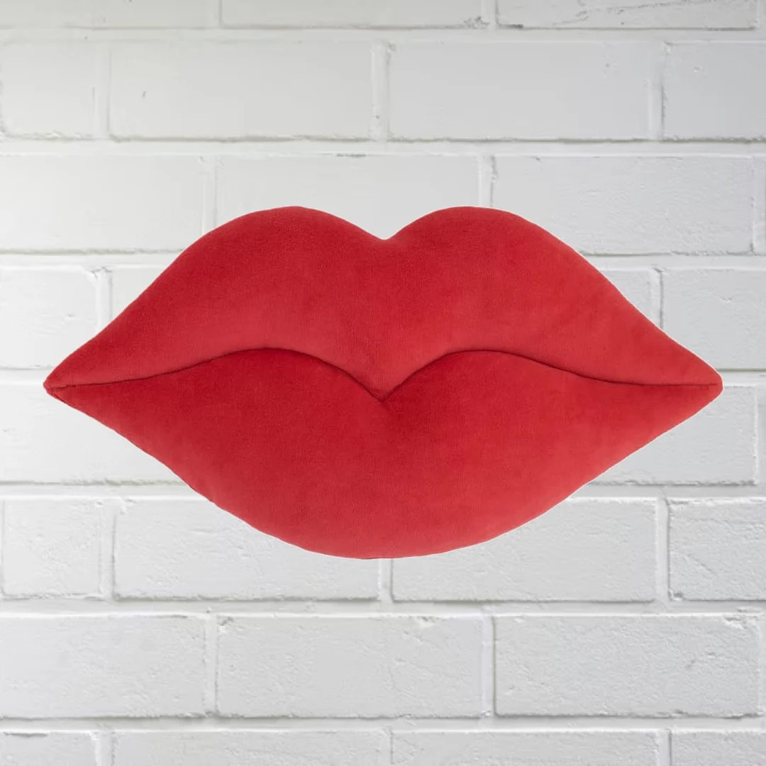 Red Lips Velvet Decorative Pillow Funny Anniversary Gift Valentine Girly Home Decor - Etsy | Etsy (US)