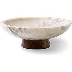 Cork & Mill Marble Decorative Bowl for Home Decor - Handcrafted Natural Stone with Acacia Wood Pe... | Amazon (US)