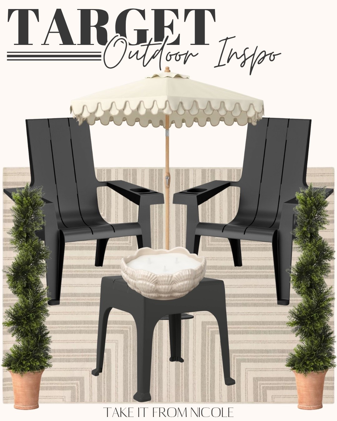 @Target outdoor living inspiration! These chairs are a follower favorite. 

Outdoor furniture // target home finds // outdoor rug // outdoor patio umbrella // patio furniture // Adirondack chair

#LTKmomlife #LTKHome #LTKSeasonal