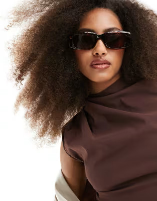 & Other Stories rectangle sunglasses in brown tortoise shell | ASOS (Global)