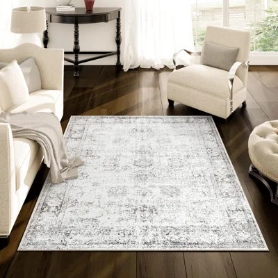 Rugs 3X5 - White Cream/Grey Area Rugs - Kid & Pet Friendly Washable Rugs 3X5-3X5 Area Rugs - Foldable 3 X 5 Area Rug Washable Non Slip - Eco-Friendly | Wayfair North America