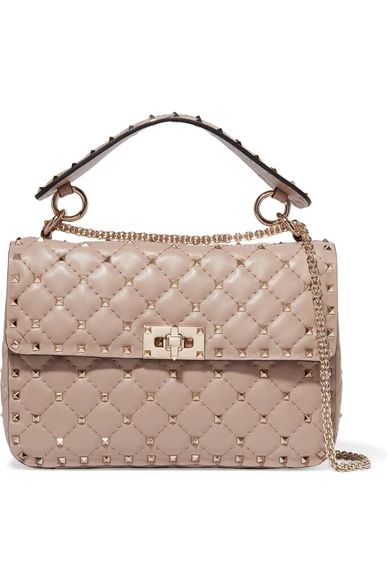 Valentino - Rockstud Spike Medium Quilted Leather Shoulder Bag - Blush | NET-A-PORTER (UK & EU)