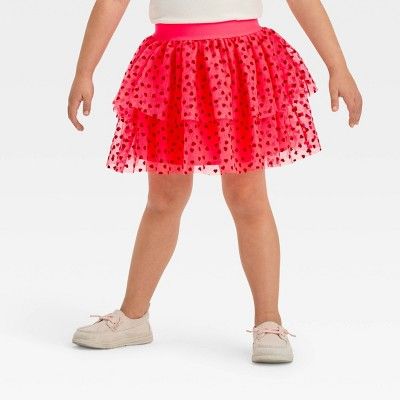 Toddler Girls' Hearts Flocked Skirt - Cat & Jack™ Pink | Target