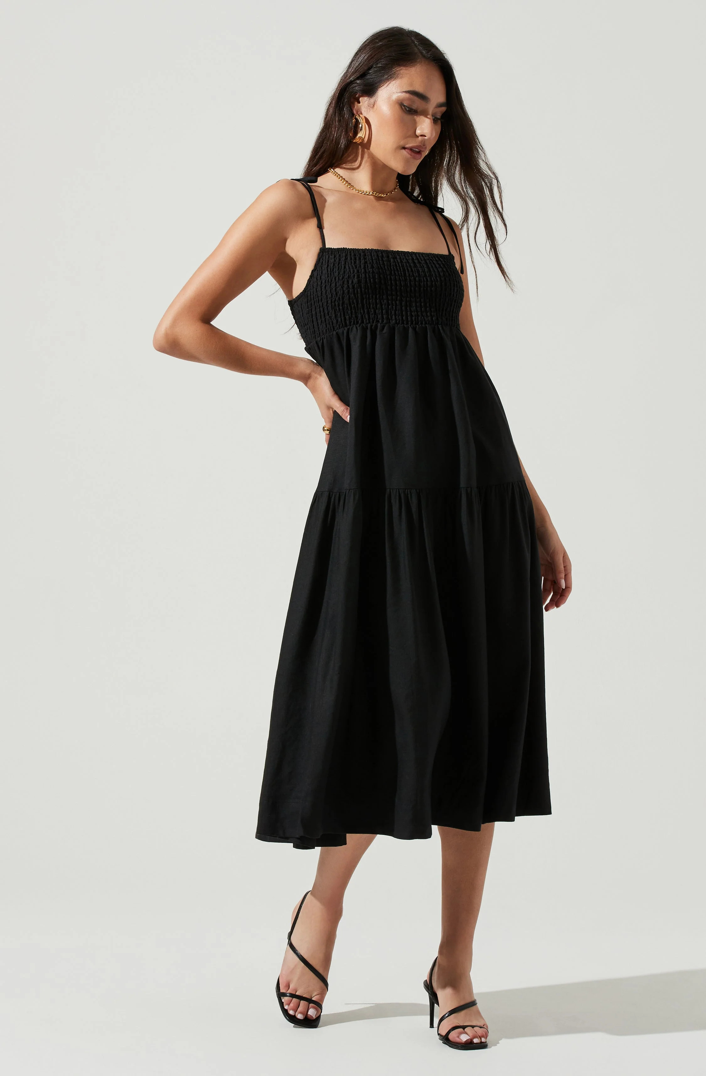 Marlene Square Neck Smocked Midi Dress | ASTR The Label (US)
