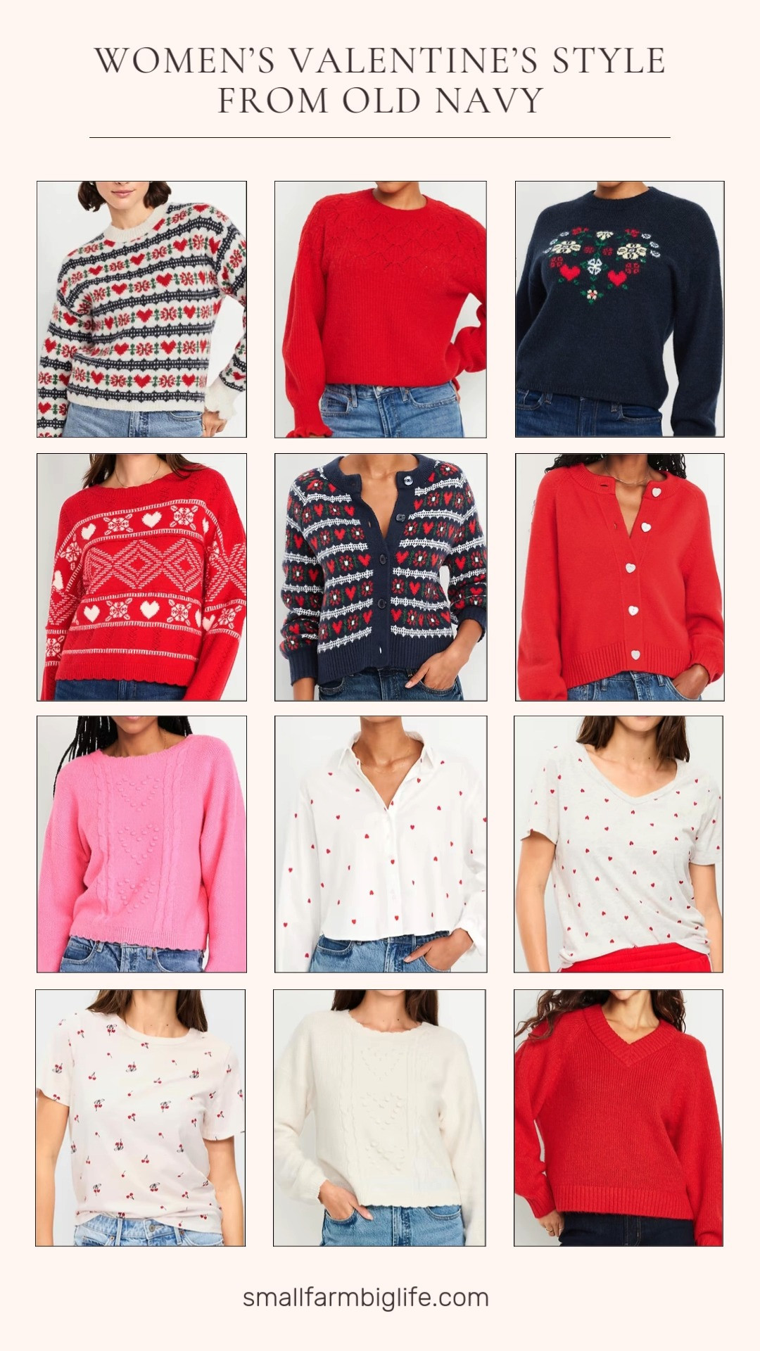 Women’s Valentine’s styles from Old Navy ❤️✨ Cozy heart sweaters and tees in classic red, pink, and cream. These are easy, festive pieces perfect for celebrating Valentine’s Day in a comfy, casual way. 

 #LTKSeasonal #LTKSaleAlert #LTKFindsUnder50