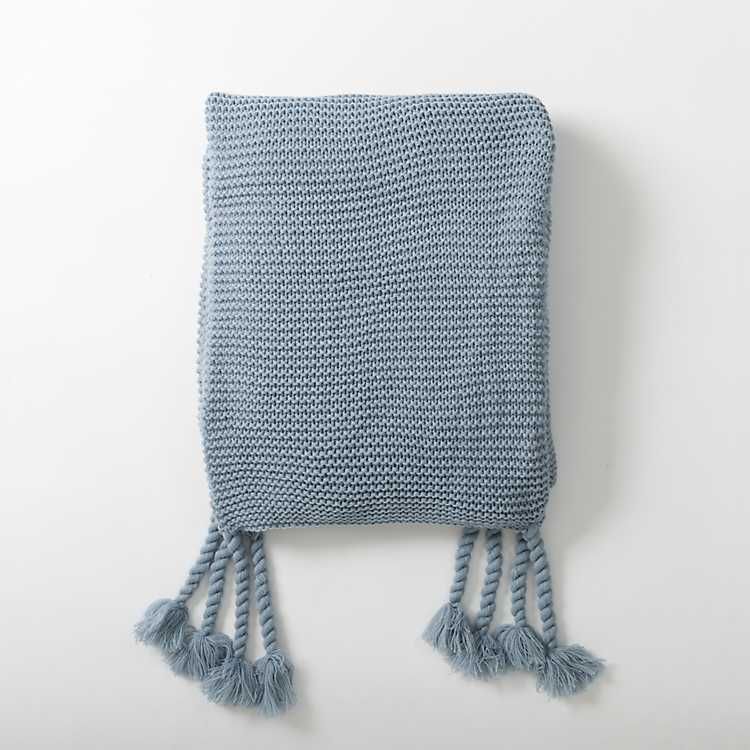 New! Smoke Blue Spring Knit Throw Blanket | Kirkland's Home