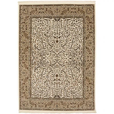 Cream/Brown/Khaki Traditional 6'5" x 9'2" Indo Kerman Oriental Area Rug | Wayfair North America