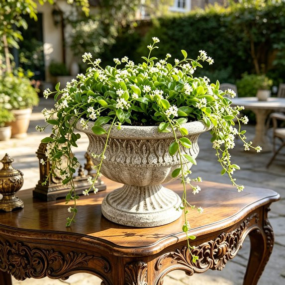 Vintage Pedestal er, Textured Stone Urn Flower Pot Carved Decorative Pot for Succulents Herbs Ind... | Walmart (US)