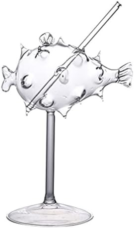 YARDWE Cocktail Glass Creative Pufferfish Shaped Cocktail Goblet Clear Glass Martini Drinking Cup... | Amazon (US)