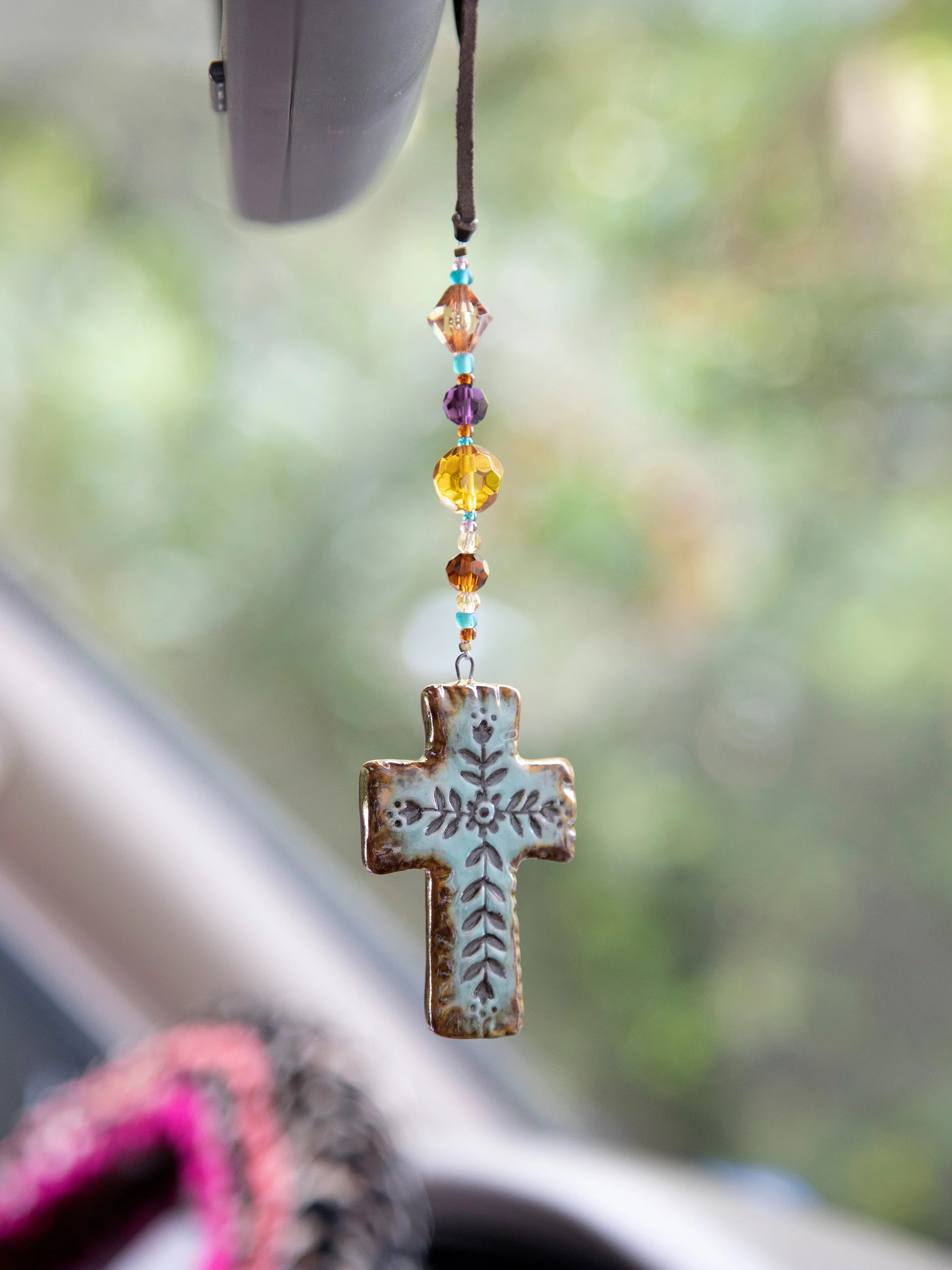 Artisan Cross Car Charm | Natural Life
