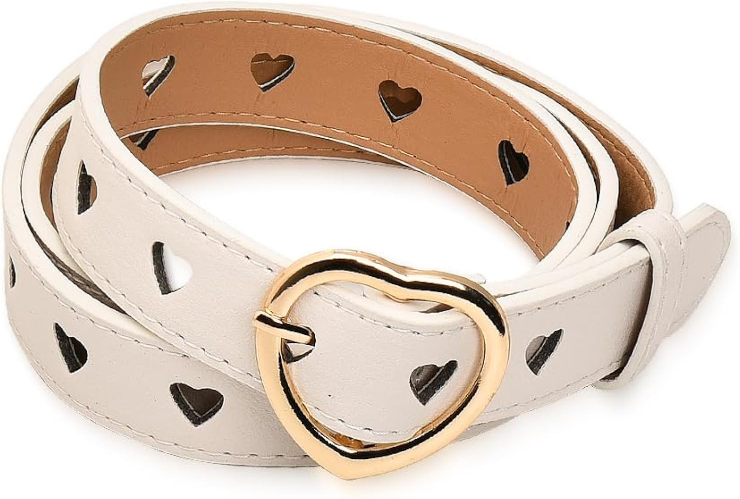 yaozeio Womens Leather Belts for Ladies Non Perforated Waistband Waist Accessory Love Buckle and ... | Amazon (US)