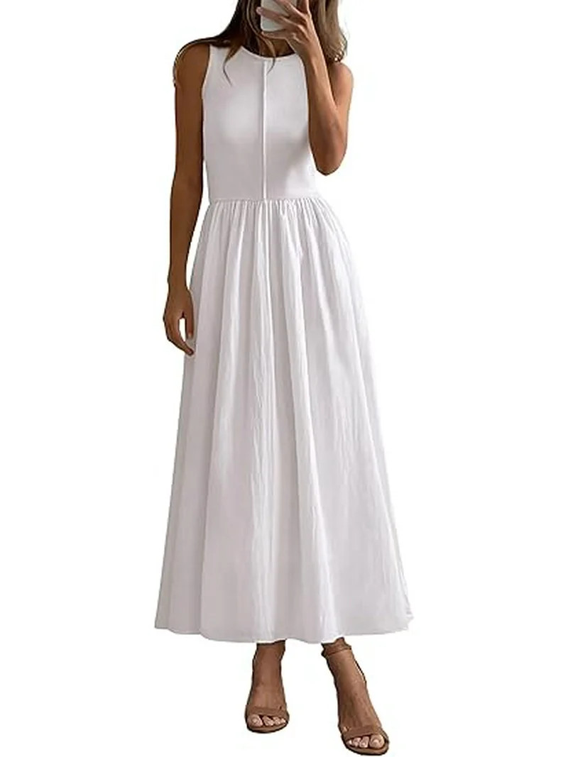 PRETTYGARDEN Women Maxi Dresses Summer Casual Sleeveless Patchwork Knit Tank Dress Flowy Beach Su... | Walmart (US)
