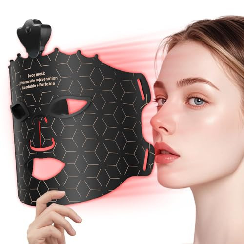 DPFACE Red Light Face Mask, 7 Colors Red Light Facial Mask, Cordless & Portable Facial Skin Care Device for Women at Home, Black | Amazon (US)