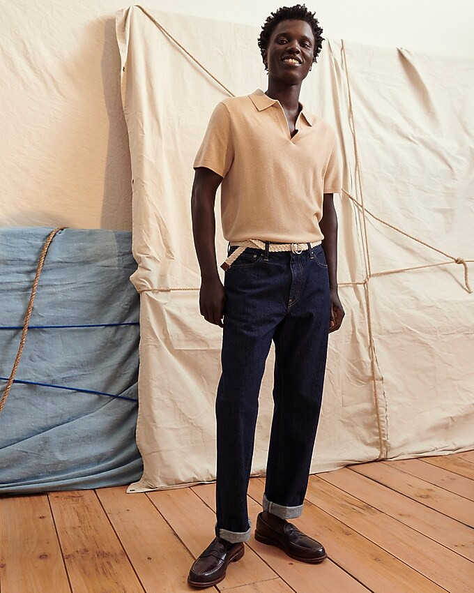 Cashmere short-sleeve johnny-collar sweater-polo | J. Crew US