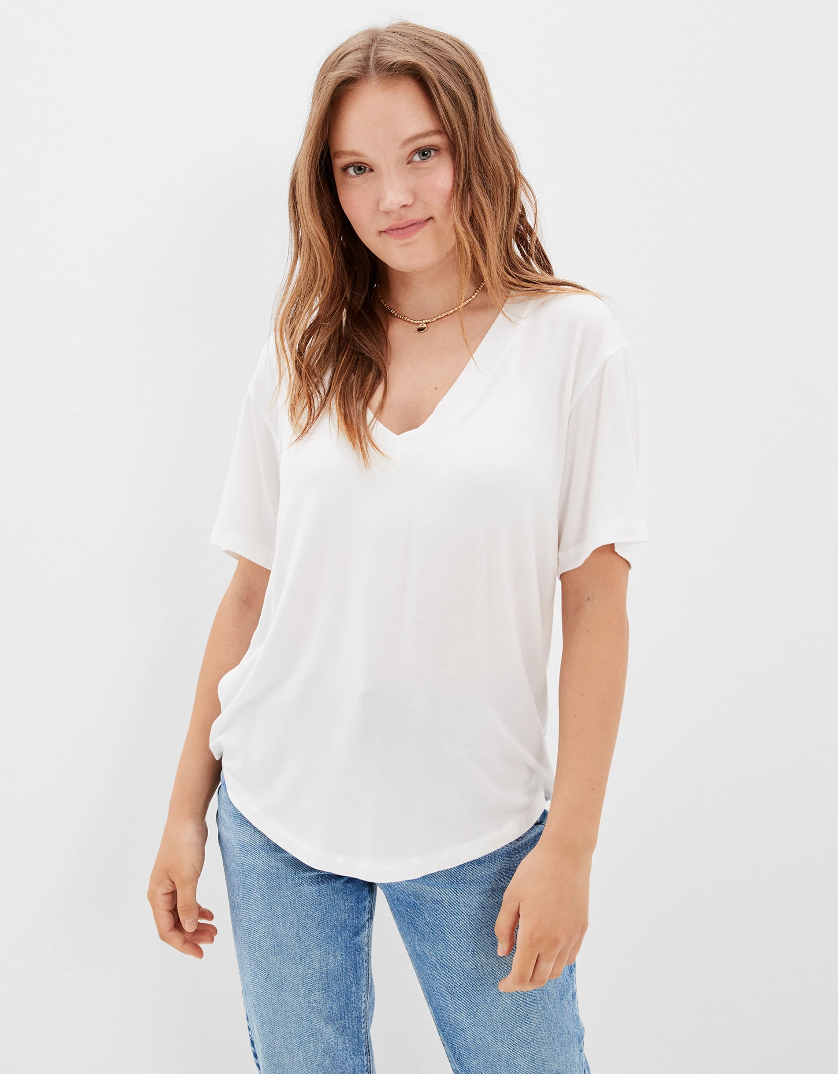 AE Soft & Sexy Deep V-Neck T-Shirt | American Eagle Outfitters (US & CA)