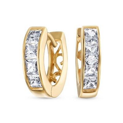 Bling Jewelry Small CZ Hoop Earrings in Gold-Plated Sterling Silver Multi-Color Options Color - Gold-Tone | Target