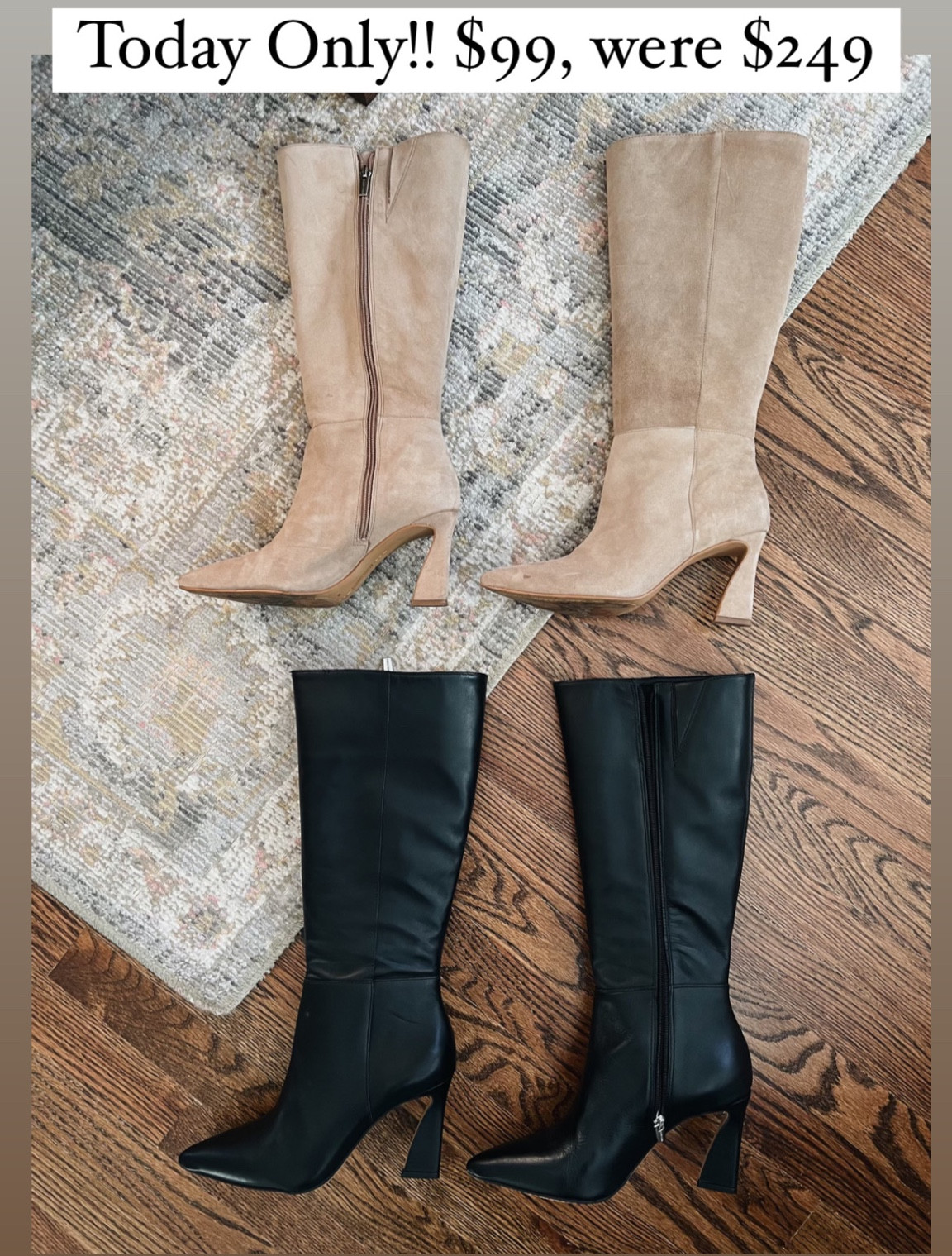 Today only! Vince camuto boots are $99 with code FLASH99, normally
$249 // 5 colors & wide calf available // fit tts, but if between sizes, size up 

#LTKunder100 #LTKshoecrush #LTKsalealert