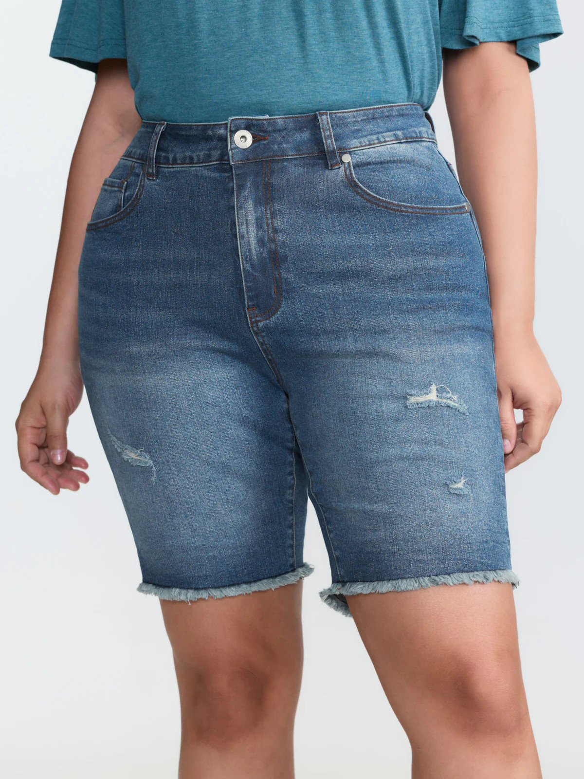 Stretchy Mid-Rise Denim Shorts | Bloomchic