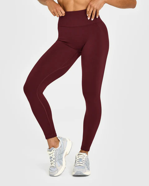 Effortless Seamless Leggings with White Logo 
 Rosewood | Oner Active (UK / US)