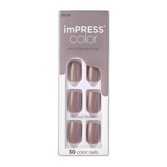 KISS imPRESS Color Press-On Manicure, Gel Nail Kit, PureFit Technology, Short Length, “Taupe Pr... | Amazon (US)