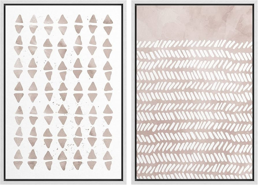 SIGNWIN Framed Canvas Print Wall Art Set Geometric Pastel Diamond Stripe Pattern Abstract Shapes ... | Amazon (US)