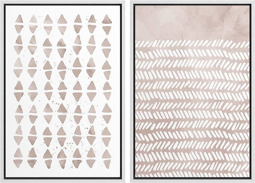 SIGNWIN Framed Canvas Print Wall Art Set Geometric Pastel Diamond Stripe Pattern Abstract Shapes ... | Amazon (US)