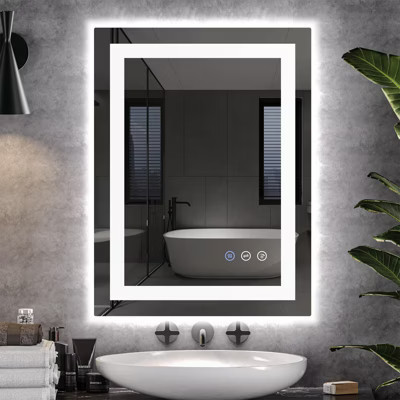 LED Bathroom Mirror 24x32 inch with Front and Backlight, 3 Colors Dimmable, Enhanced Anti-Fog Wall Mounted Lighted Vanity Mirror | Target