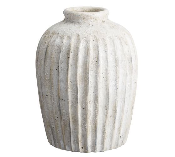Weathered White Stone Vase - Small | Pottery Barn (US)