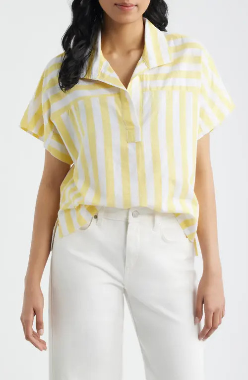 CITY BLUES Relaxed Stripe Shirt in Yellow at Nordstrom, Size X-Large | Nordstrom
