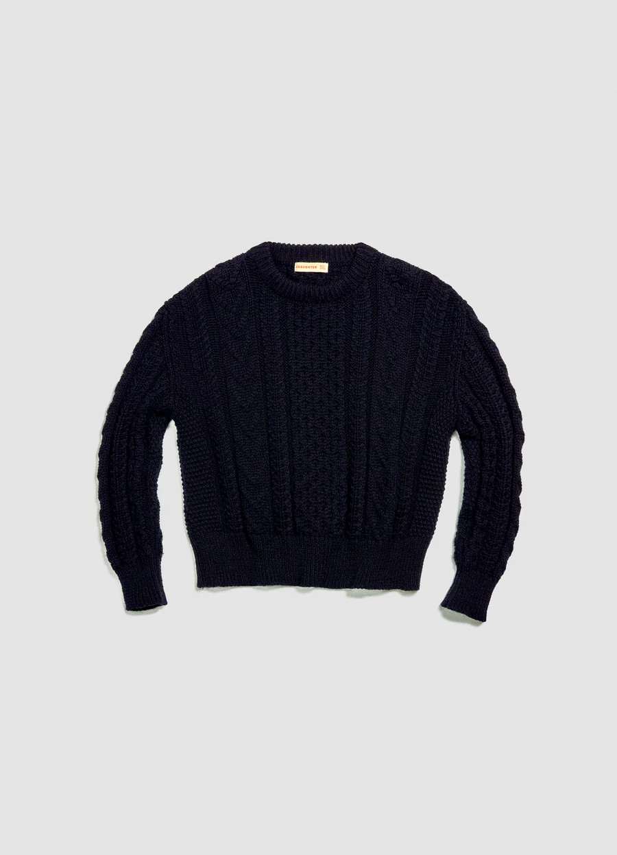 Ardara Aran Crewneck in Navy | &Daughter