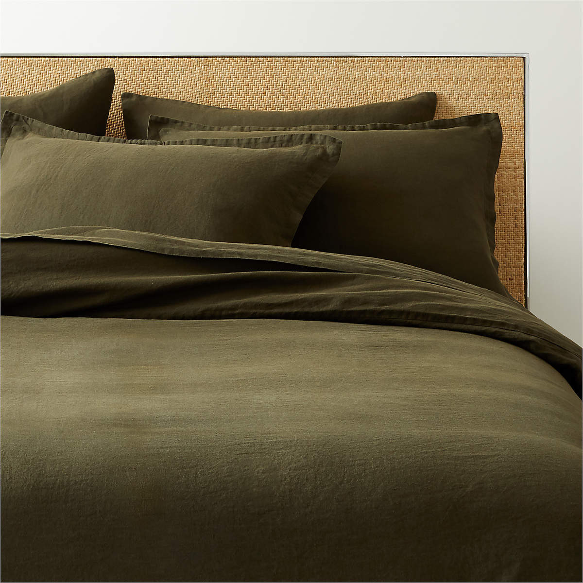 EUROPEAN FLAX-Certified Linen Slate Blue Solid Full Queen Duvet Cover + Reviews | CB2 | CB2