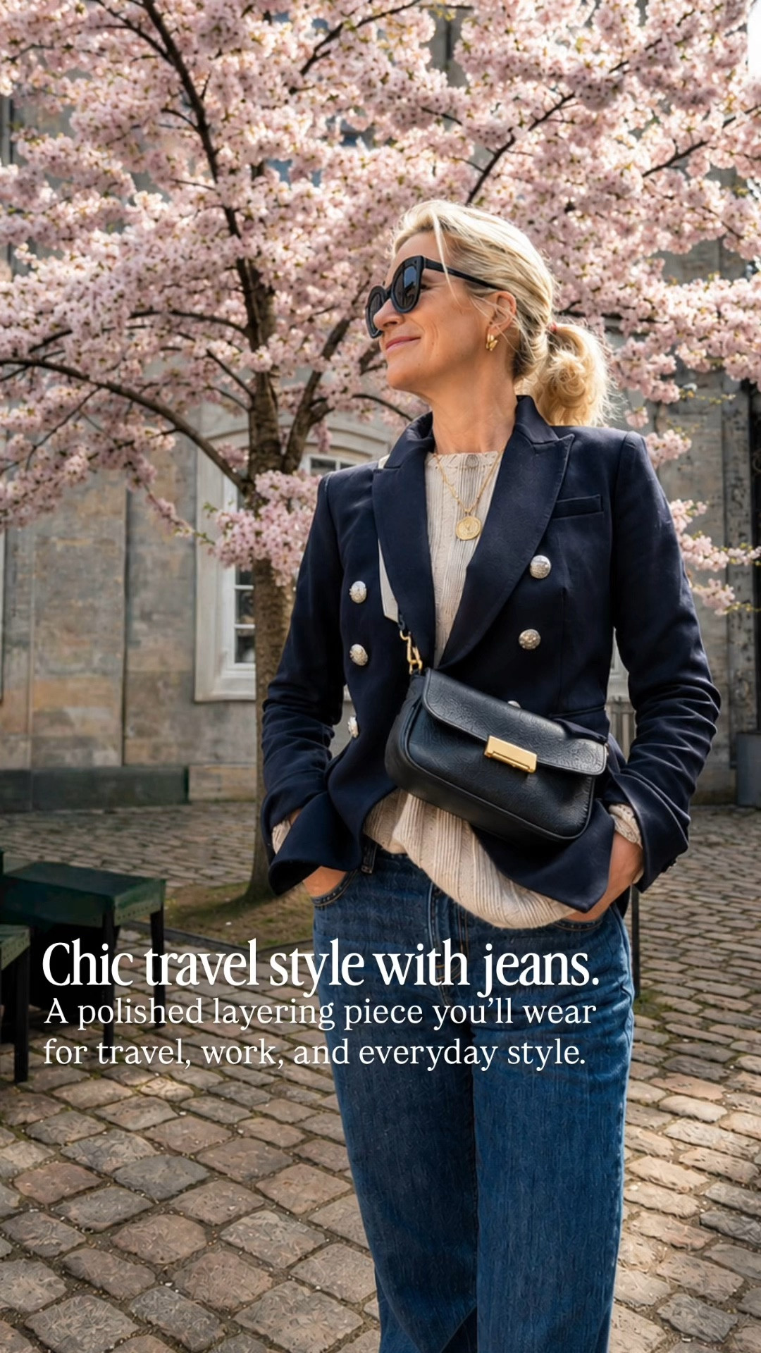 A classic navy blazer never goes out of style. Layered over a soft knit with your favorite jeans, it’s the perfect polished look for travel, sightseeing, brunch, casual Fridays, or dinner out. Add a crossbody bag and loafers or ballet flats, and you’re ready for just about anywhere.

👩‍💻 LTK PRO TIPS
❤️ Heart = Support my posts ;-)
🔖 Save = Get sale & restock alerts for the things you love!
📋 Lists = Keep favorites organized (List ideas: Christmas, Birthdays, and Vacations!)
📲 Share = Send lists and products to a friend (or your daughters like me).
💬 Comment = Ask me anything, and I’ll answer. ;-)

#LTKootd #LTKOver40 #LTKTravel