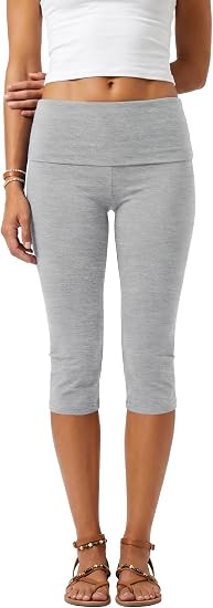 ONLYSTORY Womens Fold Over Capri Pants Causal Cropped Leggings | Amazon (US)