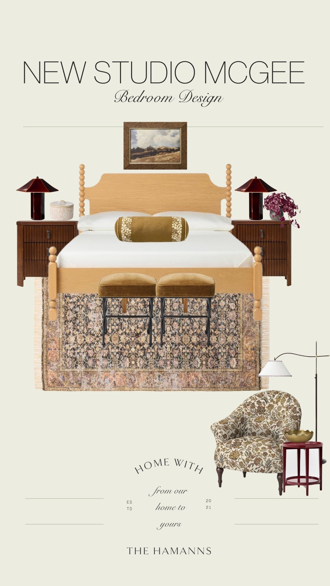 Studio McGees new fall line at target that released at 2AM June 16th! Here are some of my favorite items for the bedroom! 

Spindle bed, bolster pillows, target, moody bedroom, walnut fluted nightstands, floral chair, burgundy table lamp, burgundy faux potted plant, wall art, black floor lamp, burgundy metal side table, brass decor bowl, bedroom, lighting, accent chair, framed art, home decor, throw pillow, area rug, floral vintage rug 

#LTKSeasonal #LTKStyleTip #LTKHome