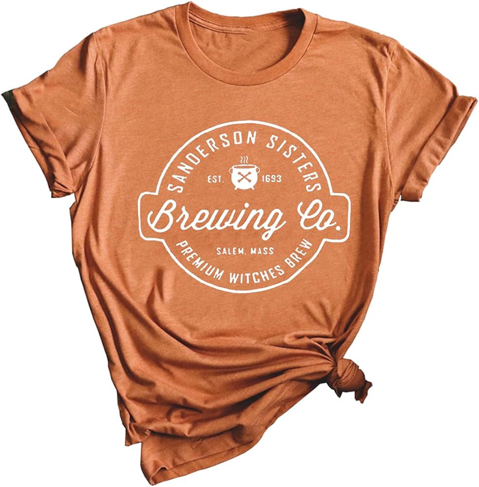 Yimoya Sanderson Sisters T Shirts for Women Brewing Co Shirts Halloween Fall Graphic Tees | Amazon (US)
