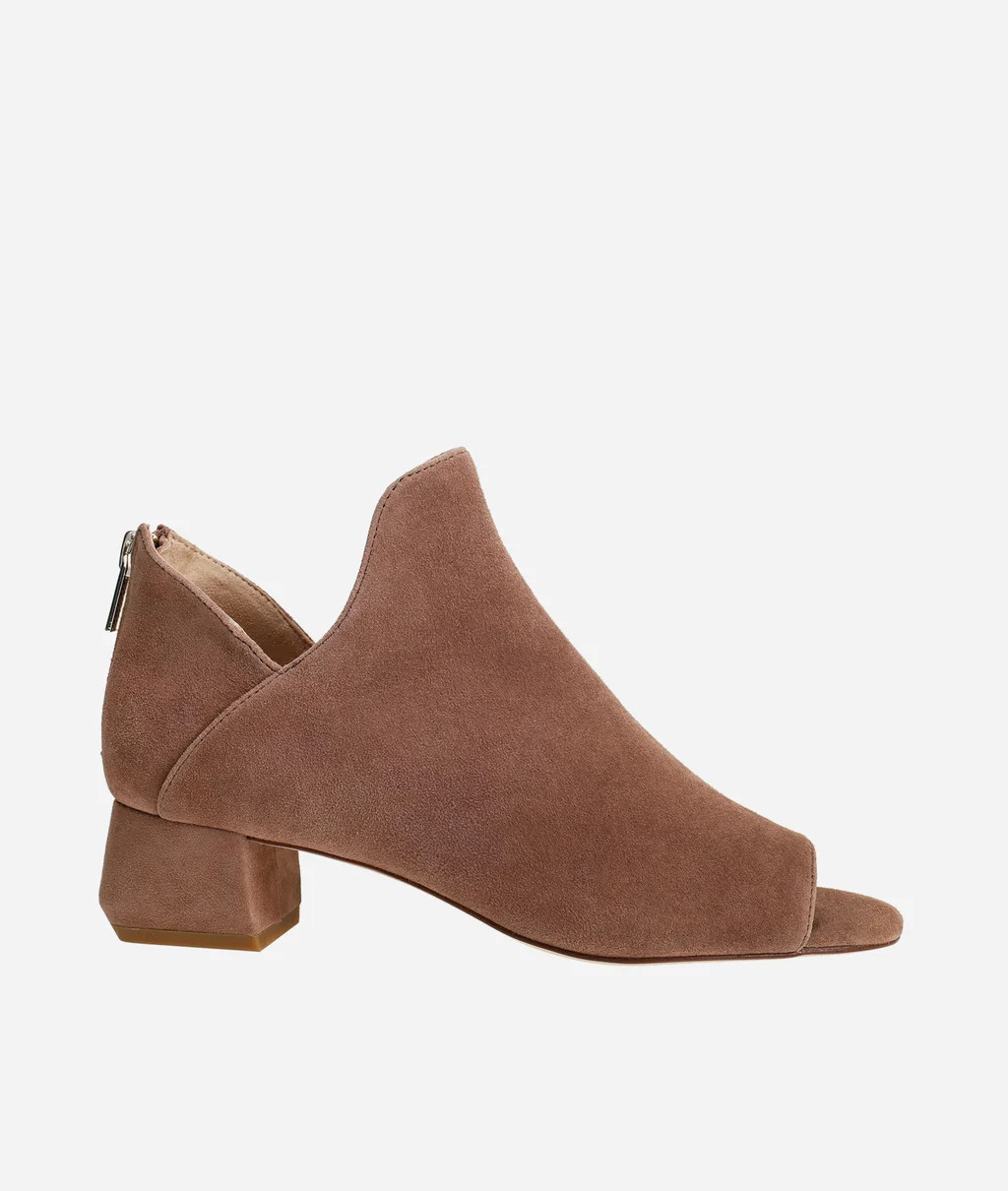 Vaneza Open Toe Bootie Taupe Suede | Pelle Moda