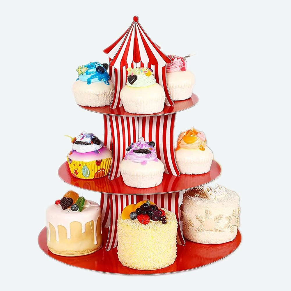3-layer Cupcake Stand Circus Carnival Birthday Party Cupcake Dessert Decoration 13.7 * 11.8 inche... | Amazon (US)