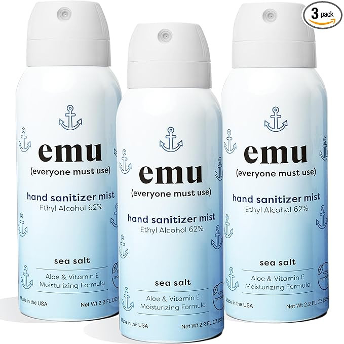 EMU (EVERYONE MUST USE) Hand Sanitizer pocket spray, Travel size 2.2oz. Cleanses Your Hands, Hydr... | Amazon (US)