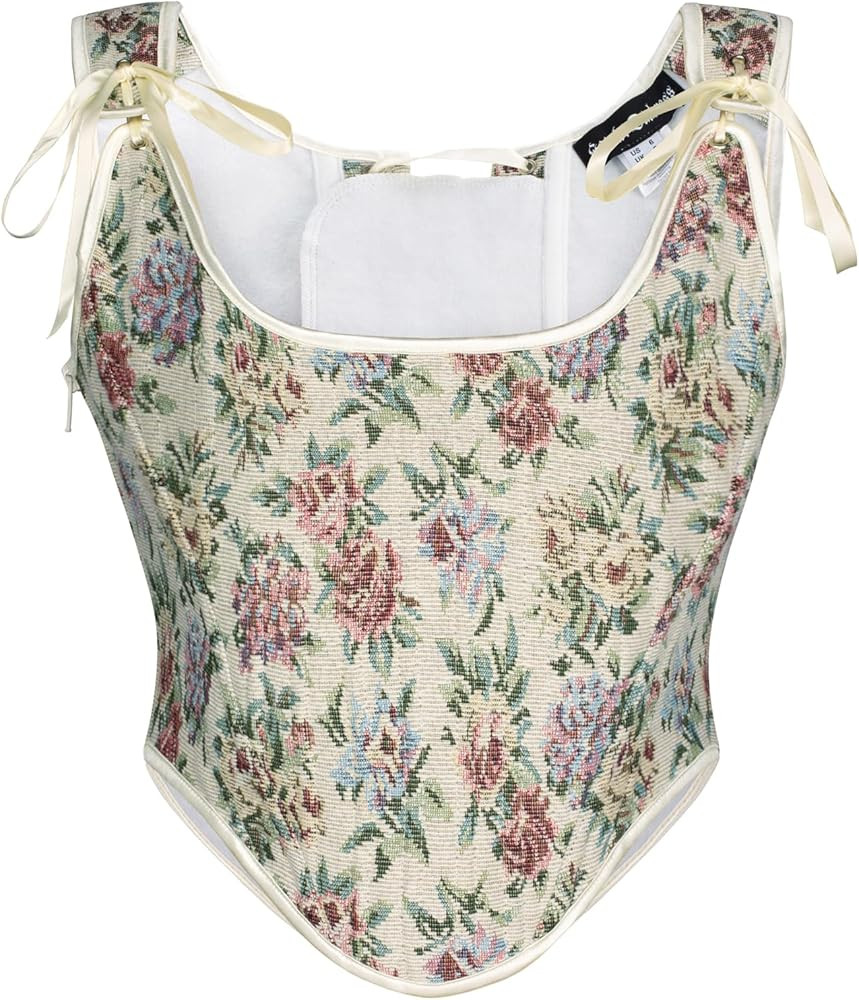 Scarlet Darkness Corset Tops for Women Renaissance Floral Overbust Boned Bustier Bodice | Amazon (US)