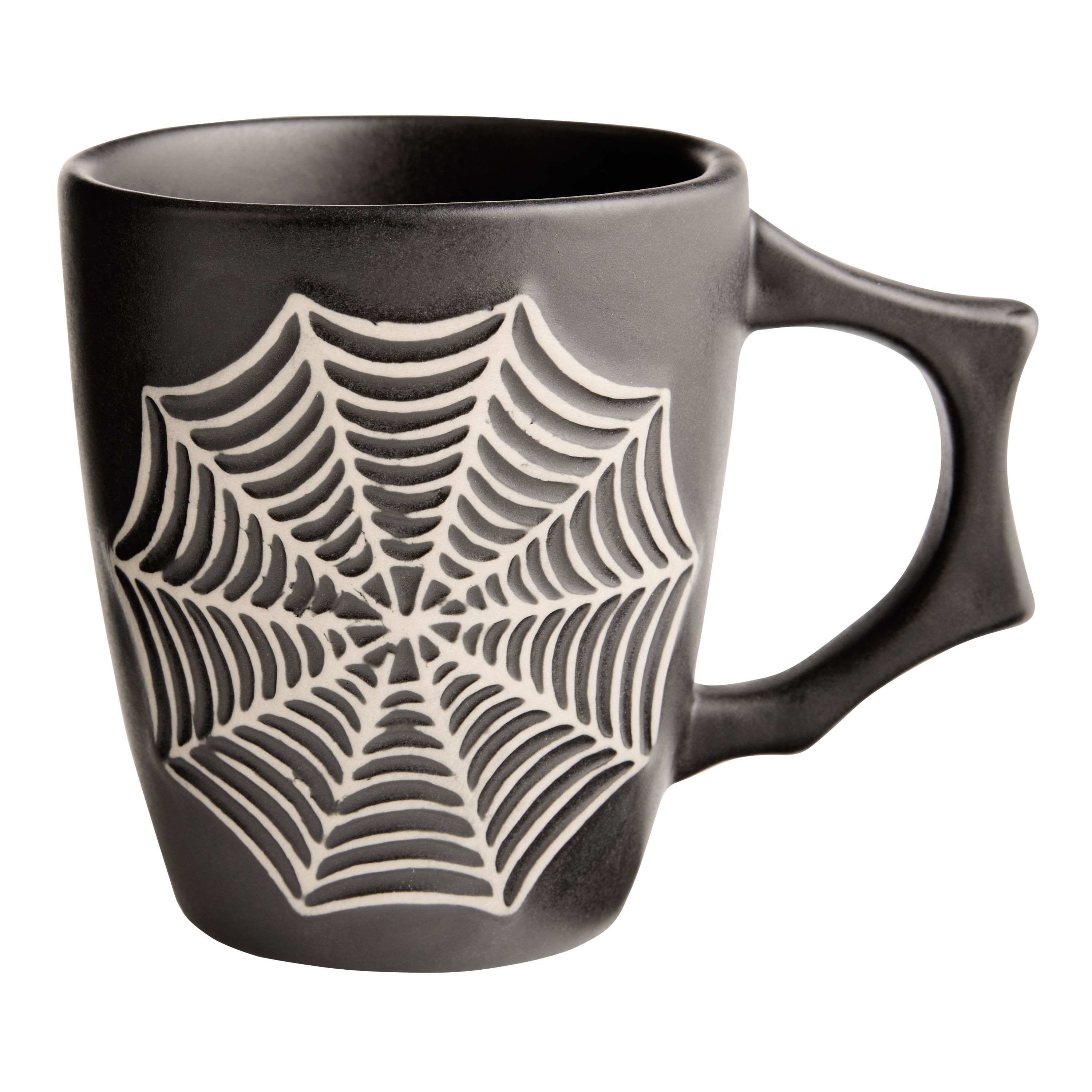 Matte Black Spiderweb Ceramic Mug | World Market